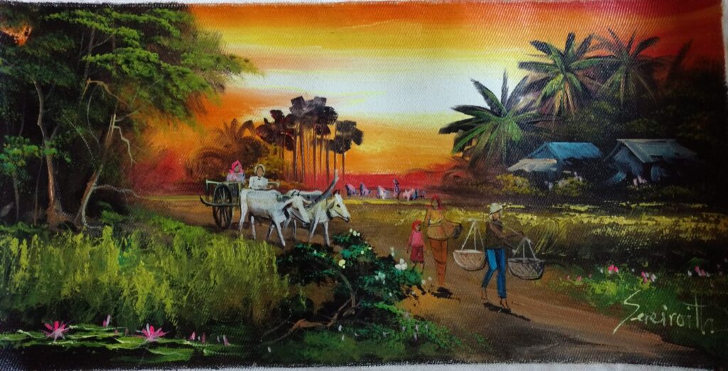 Khmer painting about villager life