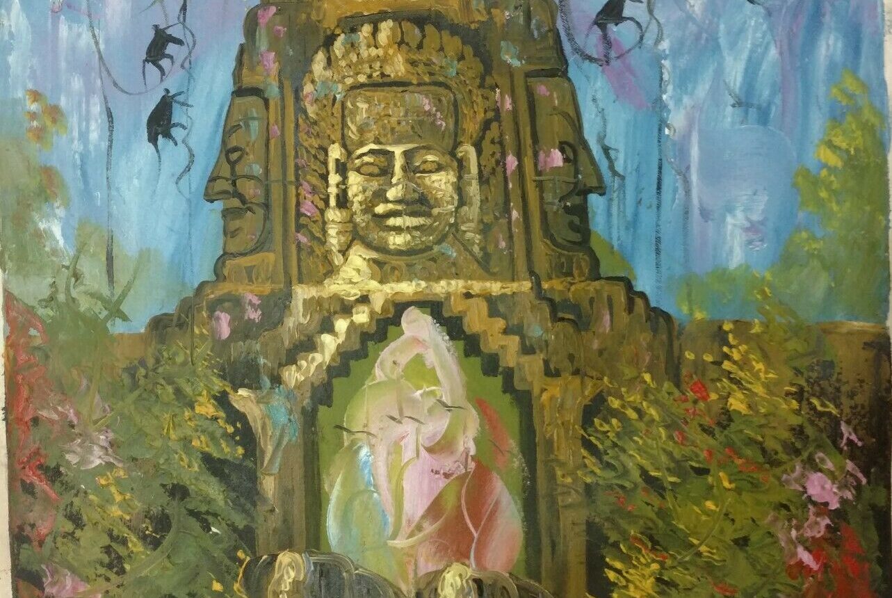 Bayon temple abstract canvas painting