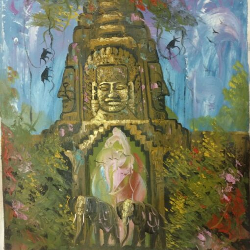 Bayon temple abstract canvas painting