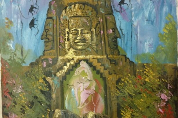 Bayon temple abstract canvas painting