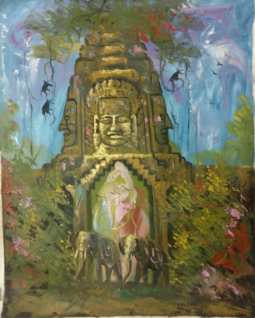 Bayon temple abstract canvas painting